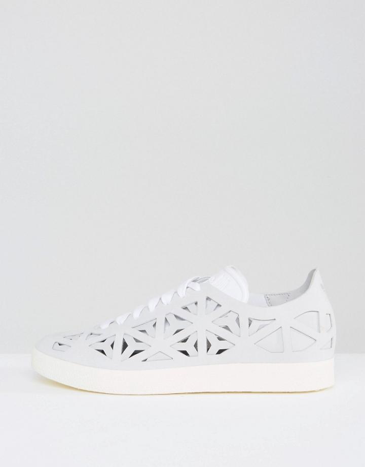 Adidas Originals White Gazelle Cut Out Sneakers - White