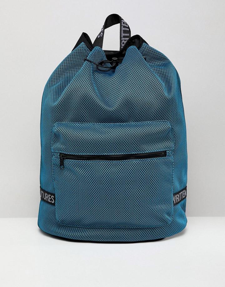 Asos Design Duffle Backpack In Blue Mesh With Internal Laptop Pouch - Blue
