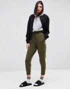 Asos Easy Utility Peg Pants With Paperbag Waist - Green