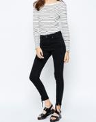 Asos Ridley High Waist Skinny Jeans With Tie Hem Detail - Washed Black