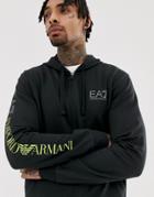 Ea7 Logo Sleeve Hooded Sweat In Black - Black