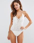 All About Eve Wanderers Crochet Swimsuit - Cream