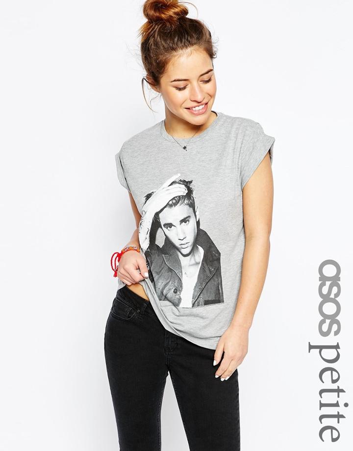 Asos Petite T-shirt With I'm A Belieber Print - Gray