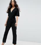Asos Tall Wrap Jumpsuit With Self Belt - Black