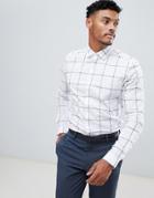 Asos Design Slim Smart Work Shirt With Windowpane Check - Blue