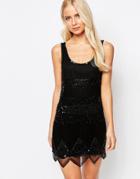 Walter Baker Hailey Beaded Scallop Hem Mini Dress - Black