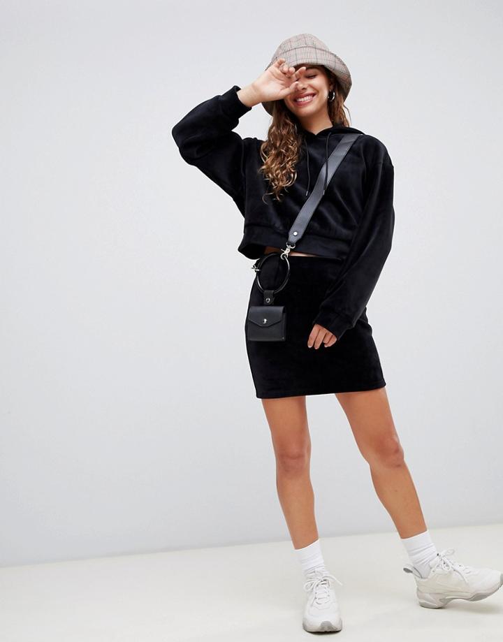 Weekday Velvet Mini Skirt - Black