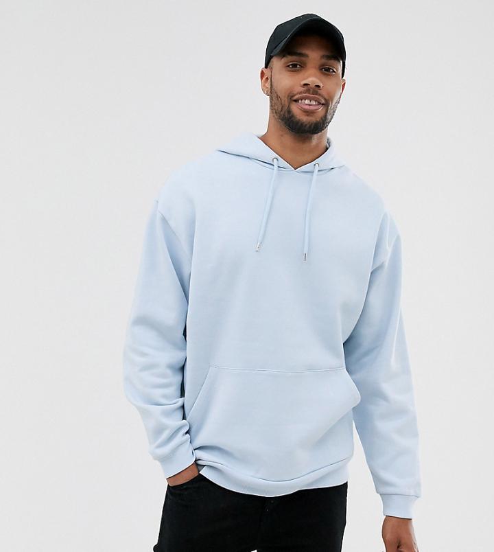 Asos Design Tall Oversized Hoodie In Light Blue - Blue