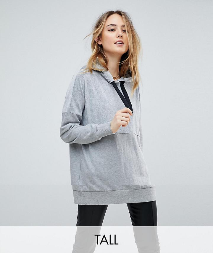 Noisy May Tall Oversized Long Hoodie Sweater - Gray