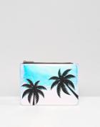 Skinnydip Cracked Iridescent Pouch With Glitter Palm Tree - Multi