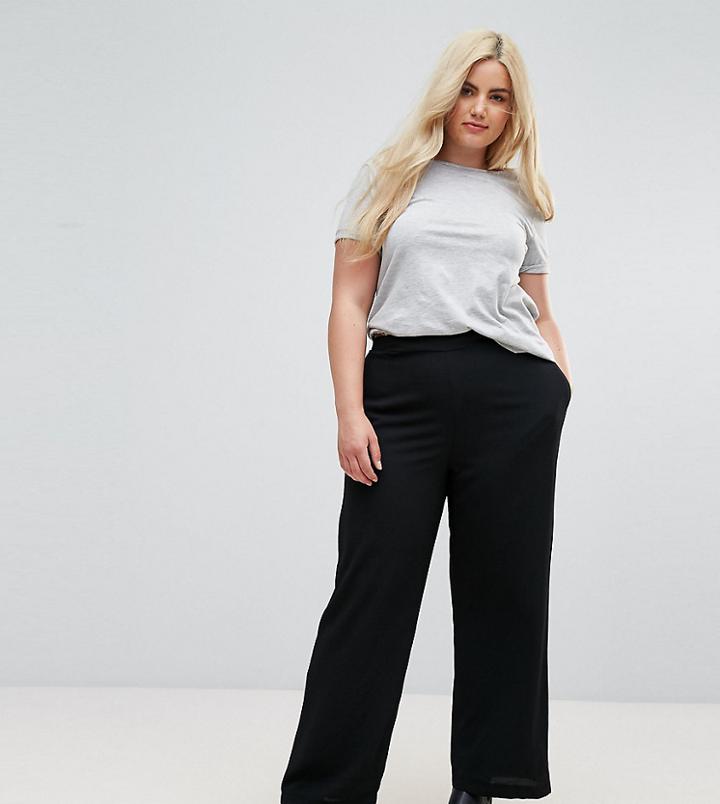 New Look Curve Black Wide Leg Pants - Black