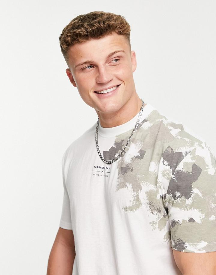 River Island Regular Fit Shoulder Fade T-shirt In Ecru-neutral