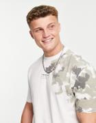 River Island Regular Fit Shoulder Fade T-shirt In Ecru-neutral