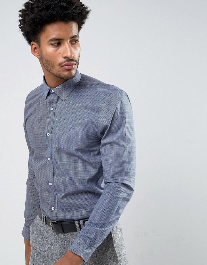 Ben Sherman Navy Micro Slim Fit Geo Shirt - Navy