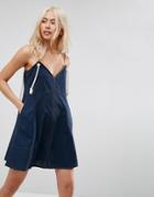 Asos Rope Trim Sundress - Navy