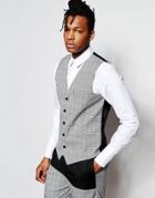 Rogues Of London Prince Of Wales Check Vest In Skinny Fit - Gray