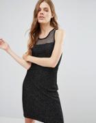 Jasmine Mesh Overlay Midi Dress - Black