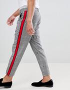 Bershka Check Pants In Gray With Side Stripe - Gray