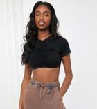 Asos Design Tall Crop Top With Ruched Front In Black