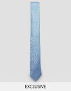 Noose & Monkey Jacquard Blade Tie In Leopard Print - Blue
