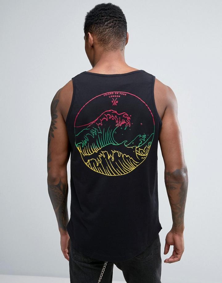 Friend Or Faux El Nino Back Print Tank - Navy