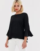 Brave Soul Madrid Top With Sleeve Detail - Black