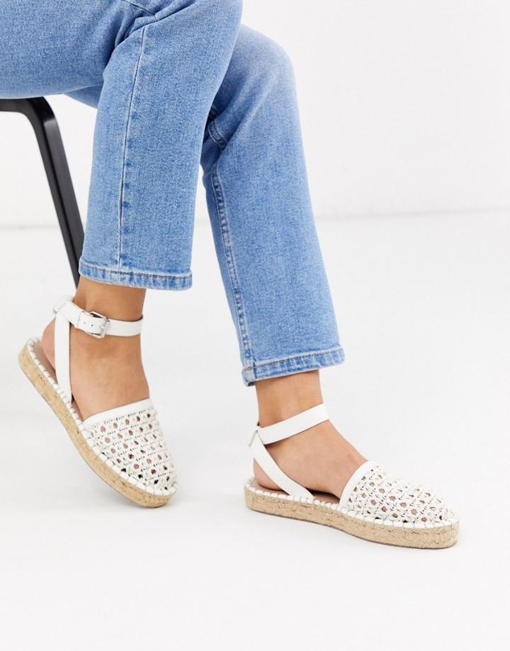 Asos Design Junction Woven Espadrille Flat Sandals In White