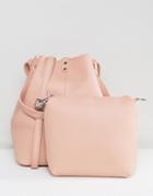 Lamoda Pink Shoulder Bag With Detachable Cross Body - Pink