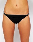 Ginja By Baku Solid Shimmer Slide Bikini Bottom - Black