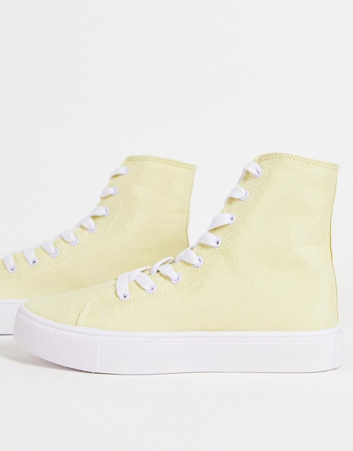 Asos Design Daz Canvas High Top Sneakers In Yellow