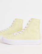 Asos Design Daz Canvas High Top Sneakers In Yellow