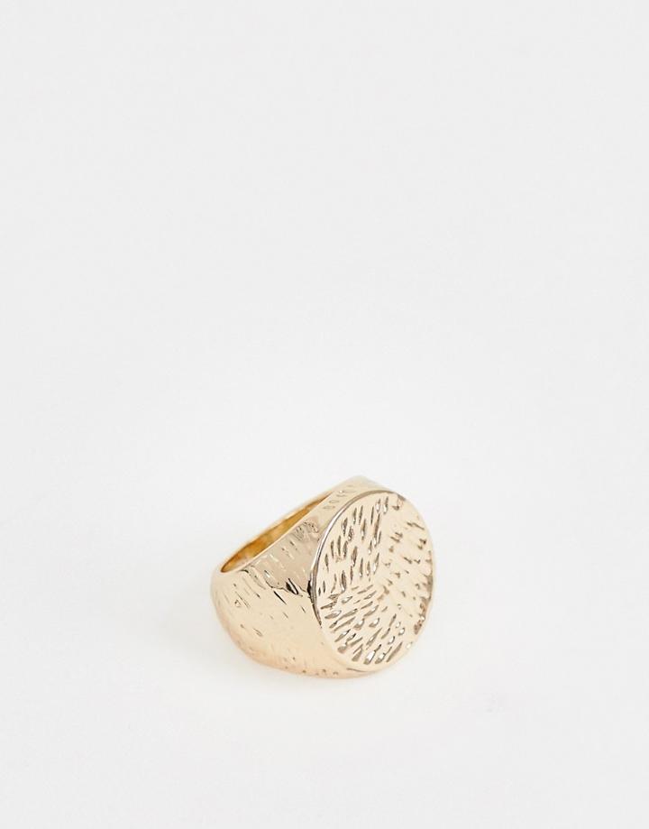 Monki Hammered Ring In Gold - Silver