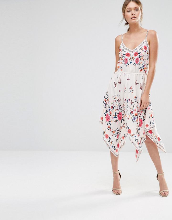 Oasis Printed Hanky Hem Dress - Multi