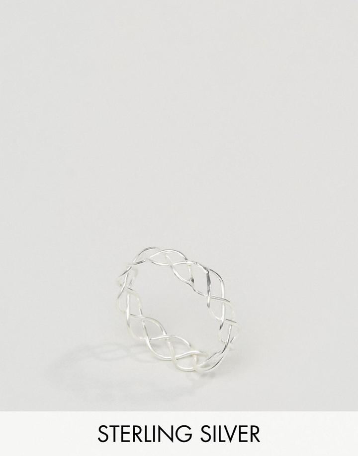 Asos Sterling Silver Plaited Wire Ring - Silver