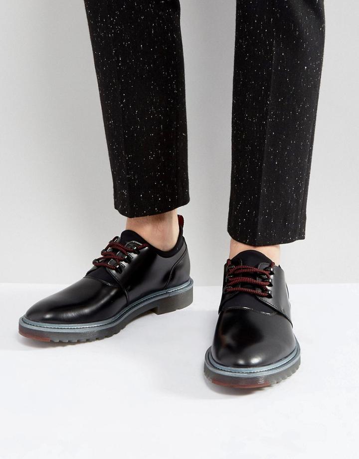 Hugo By Hugo Boss Pure Heavy Rubber And Leather Lace Up Shoes In Black - Black