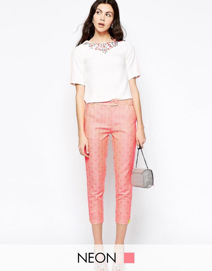 Starlet Jacquard Cropped Pant - Pink