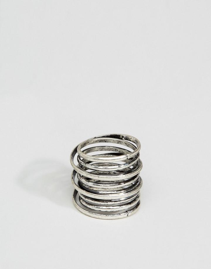 Asos Coiled Ring In Silver - Silver