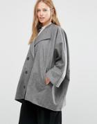 Cooper & Stollbrand Oversize Double Breasted Short Coat In Gray - Gray
