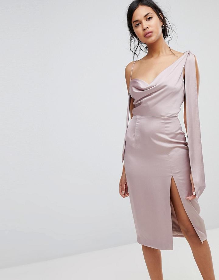 Finders Aspects Satin Feel Midi Dress - Silver