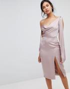Finders Aspects Satin Feel Midi Dress - Silver