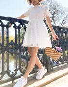 Urban Threads Broderie Anglaise Mini Dress In White