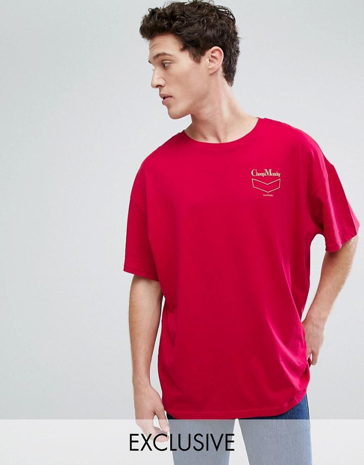 Cheap Monday Squad T-shirt In Red - Red