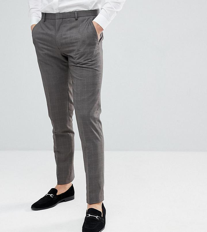 Heart & Dagger Skinny Smart Pants In Check - Brown
