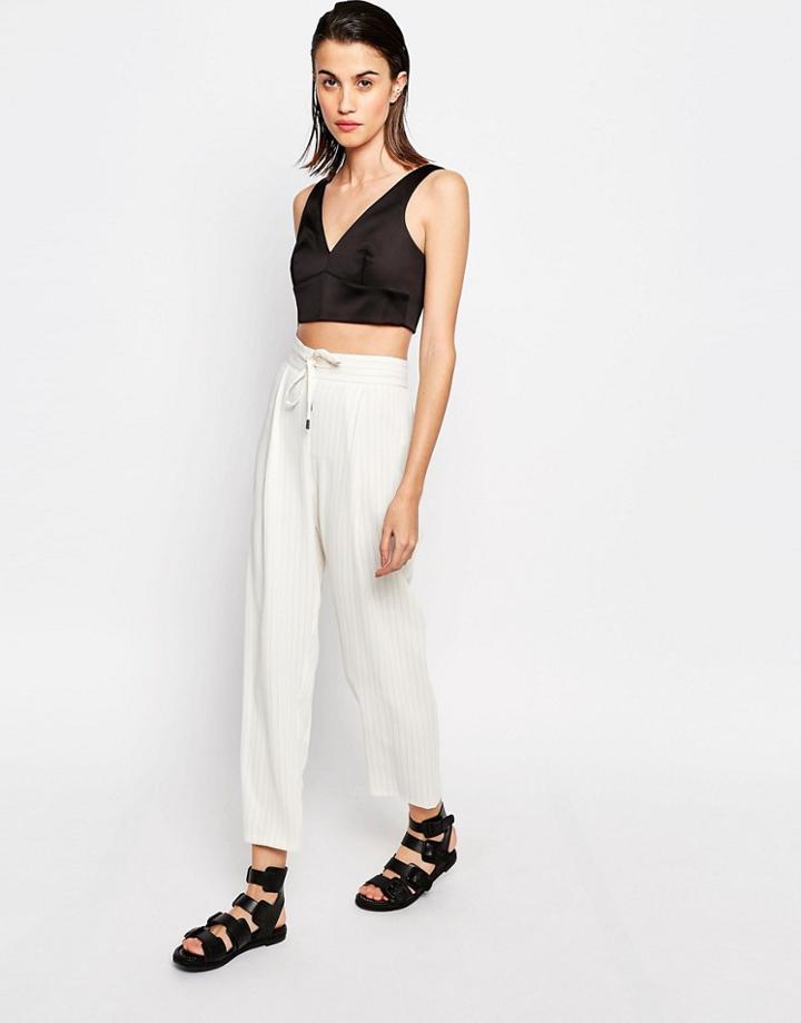 Warehouse Stripe Relaxed Peg Trouser - White Stripe
