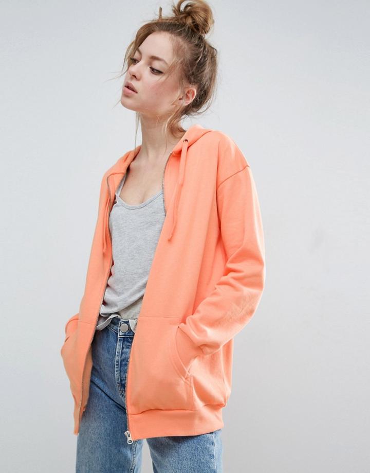Asos Ultimate Oversized Zip Through Hoodie - Orange