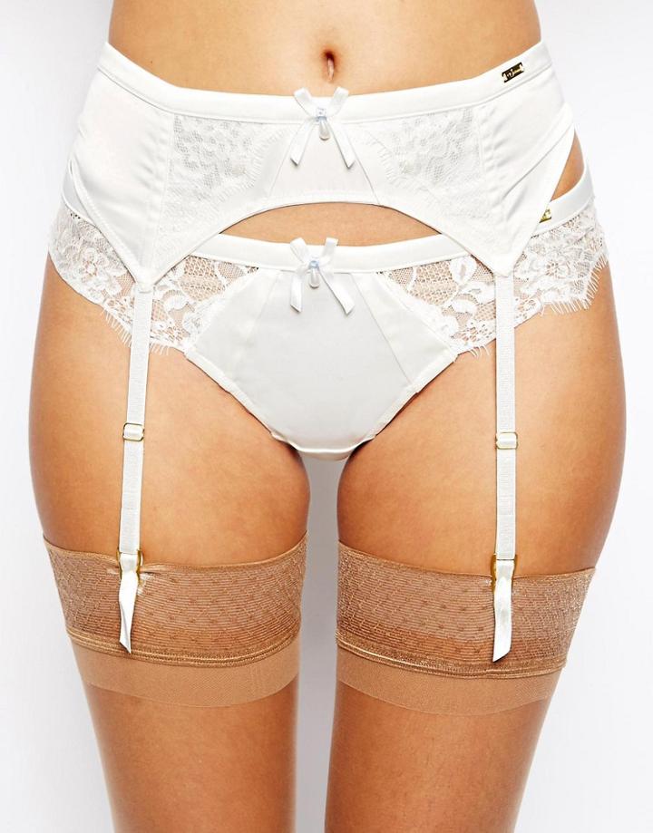 Ultimo Bridal Satin And Lace Suspender - Cream