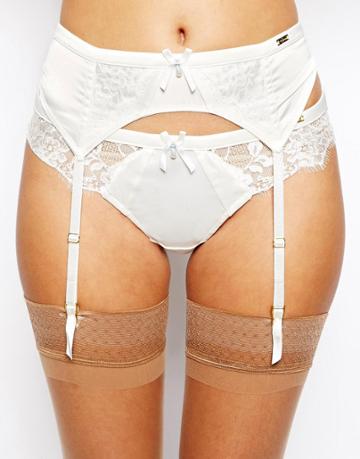 Ultimo Bridal Satin And Lace Suspender - Cream