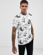 Bershka Join Life T-shirt In White With All Over Print - White