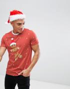 Asos Holidays T-shirt With Gingerbread Man Print - Red