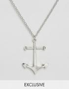 Reclaimed Vintage Anchor Necklace In Silver - Silver